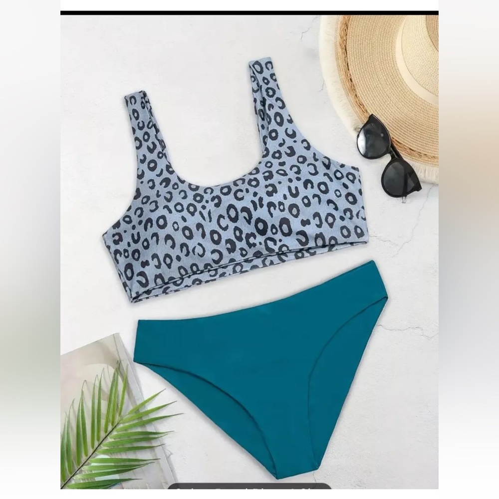 Bikini set leopard print, blue medium new